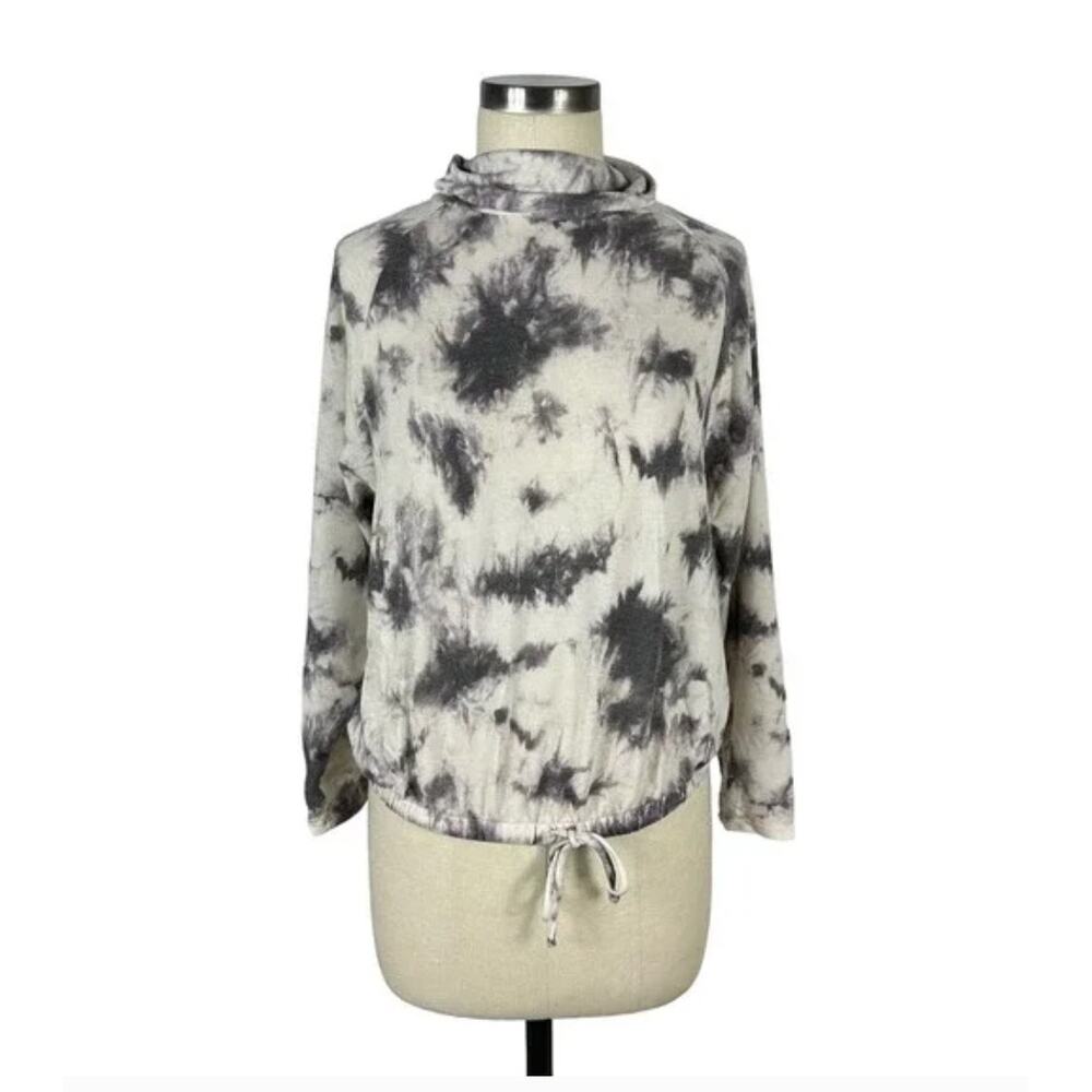 LUSH Mock Neck Tie Dye Sweatshirt Purple Womens S‎ Drawstring Hem Pullover NWT
